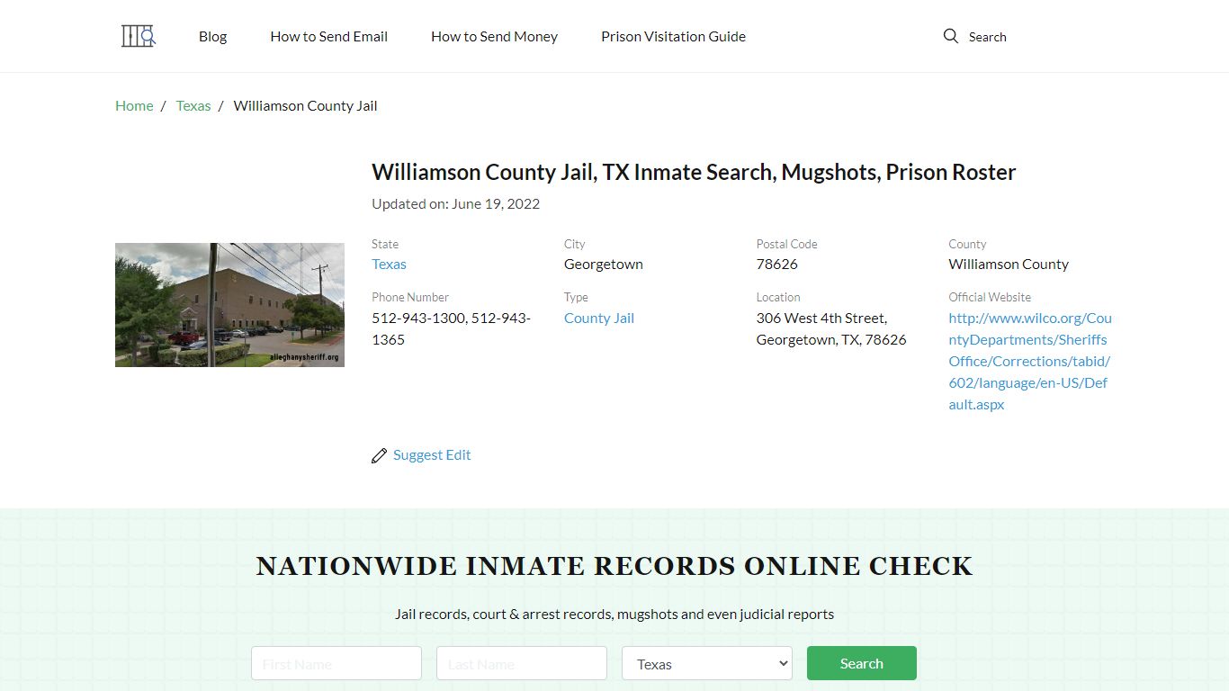 Williamson County Jail, TX Inmate Search, Mugshots, Prison ...